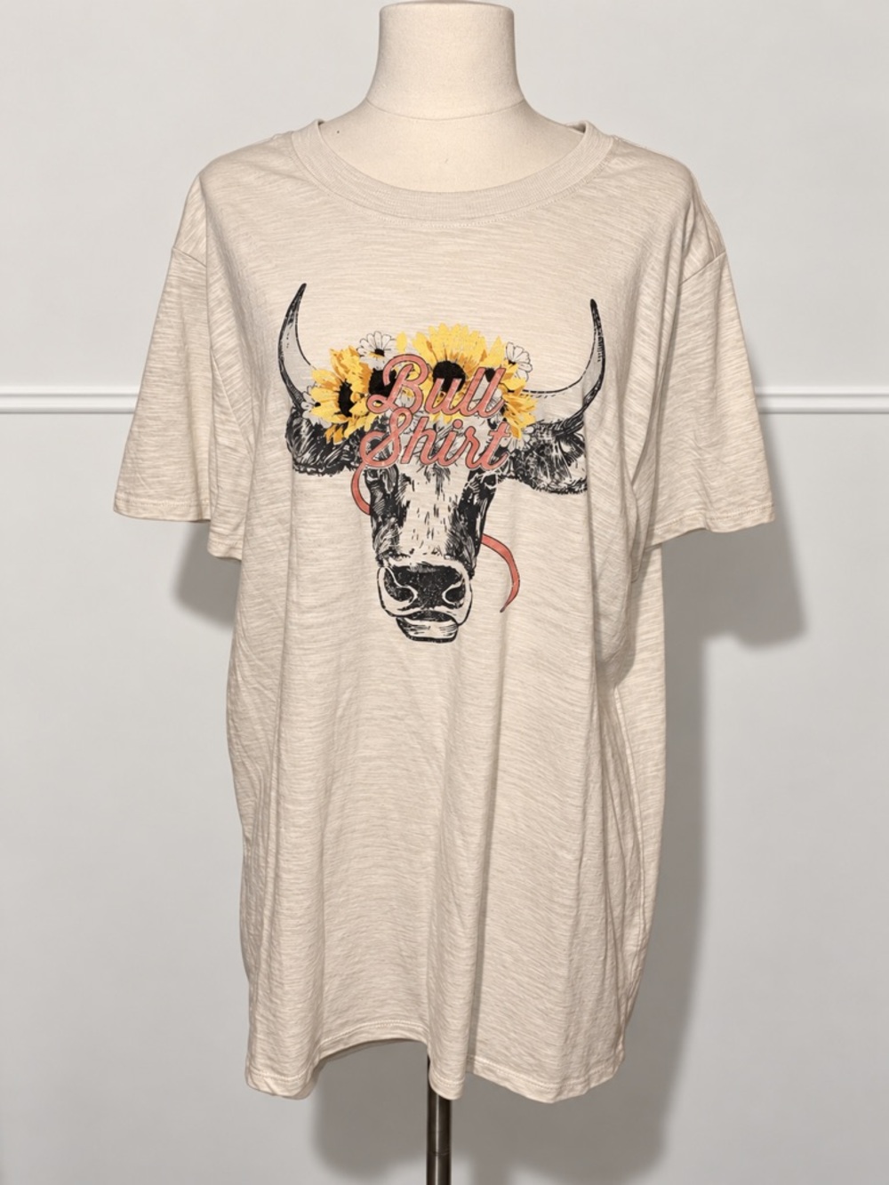 Bull Shirt Oversized Graphic Cream Tee by Maurices